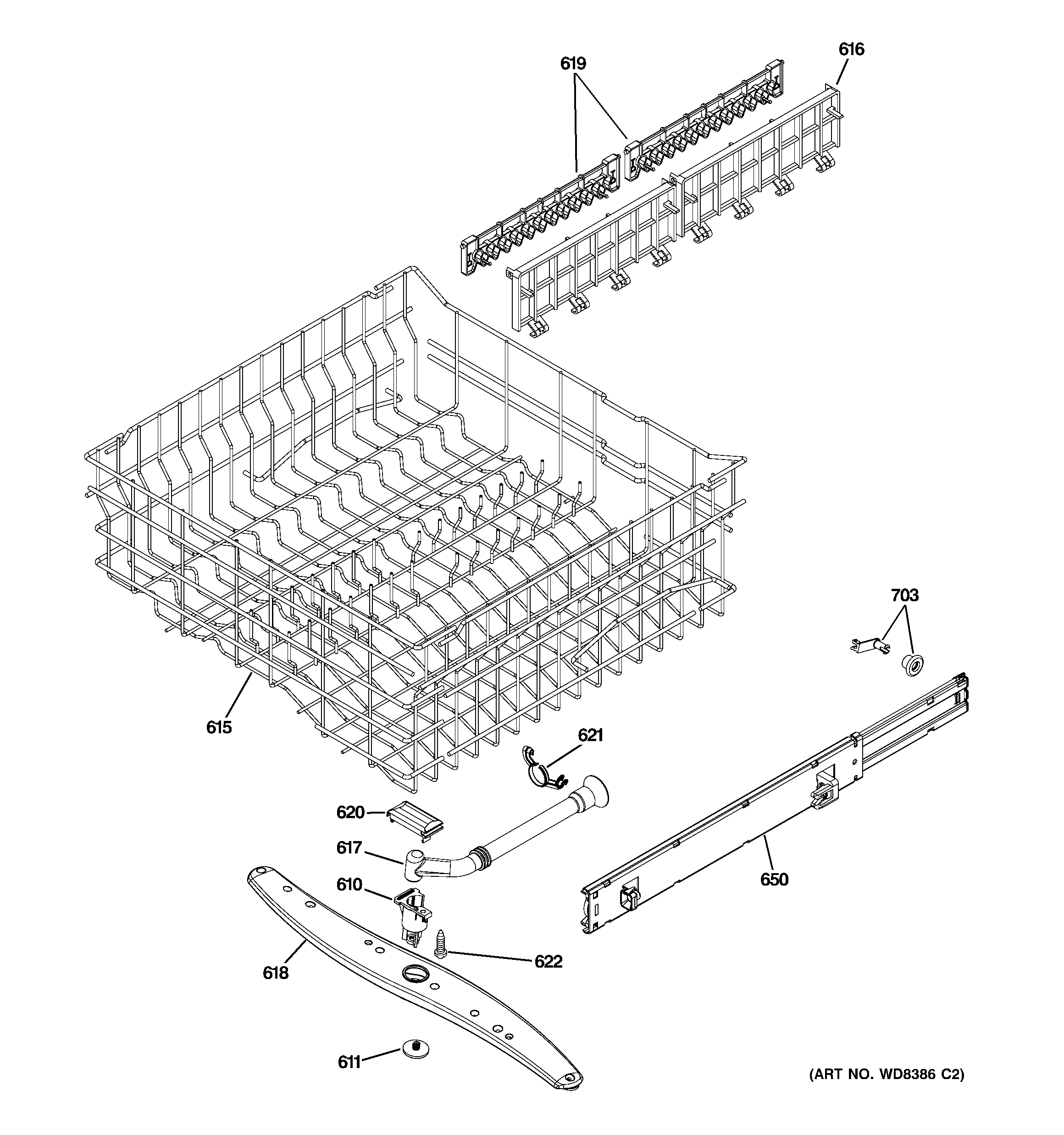 Upper rack assembly