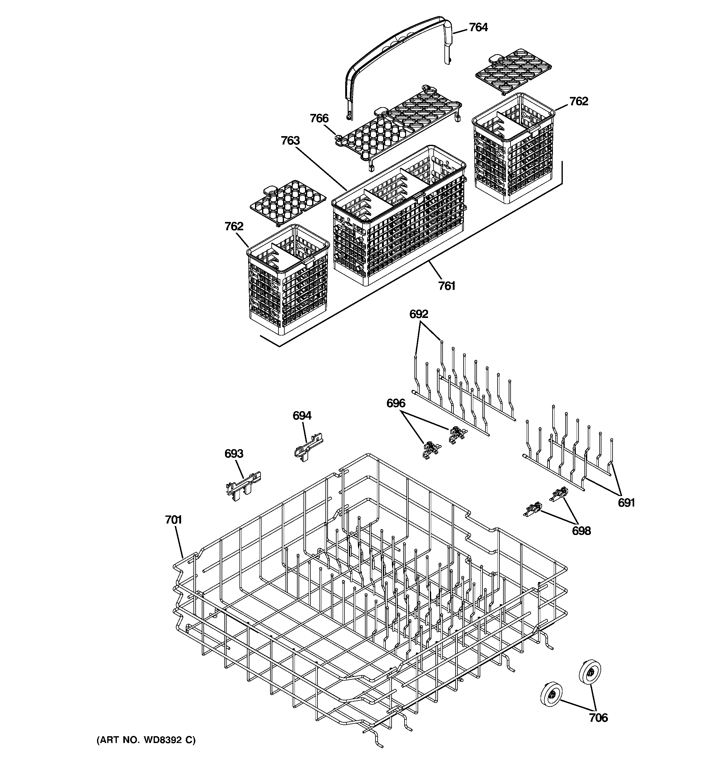 Lower rack assembly