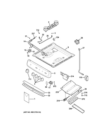 Control panel, gas & burner parts