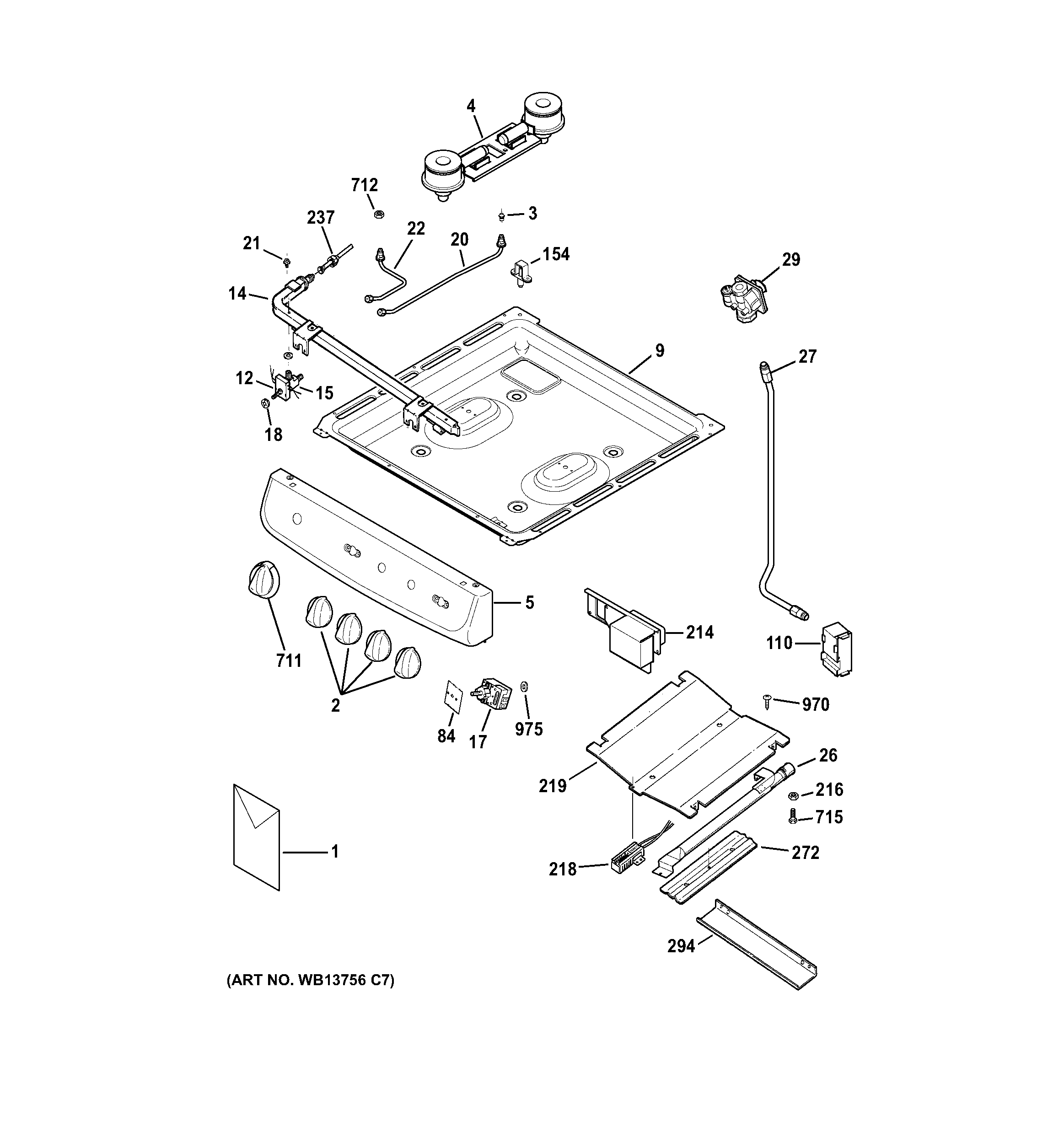 CONTROL PANEL, GAS & BURNER PARTS