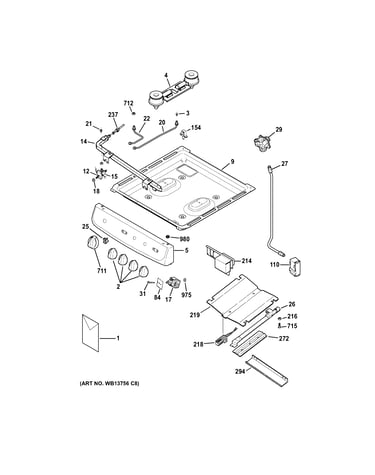 Control panel, gas & burner parts
