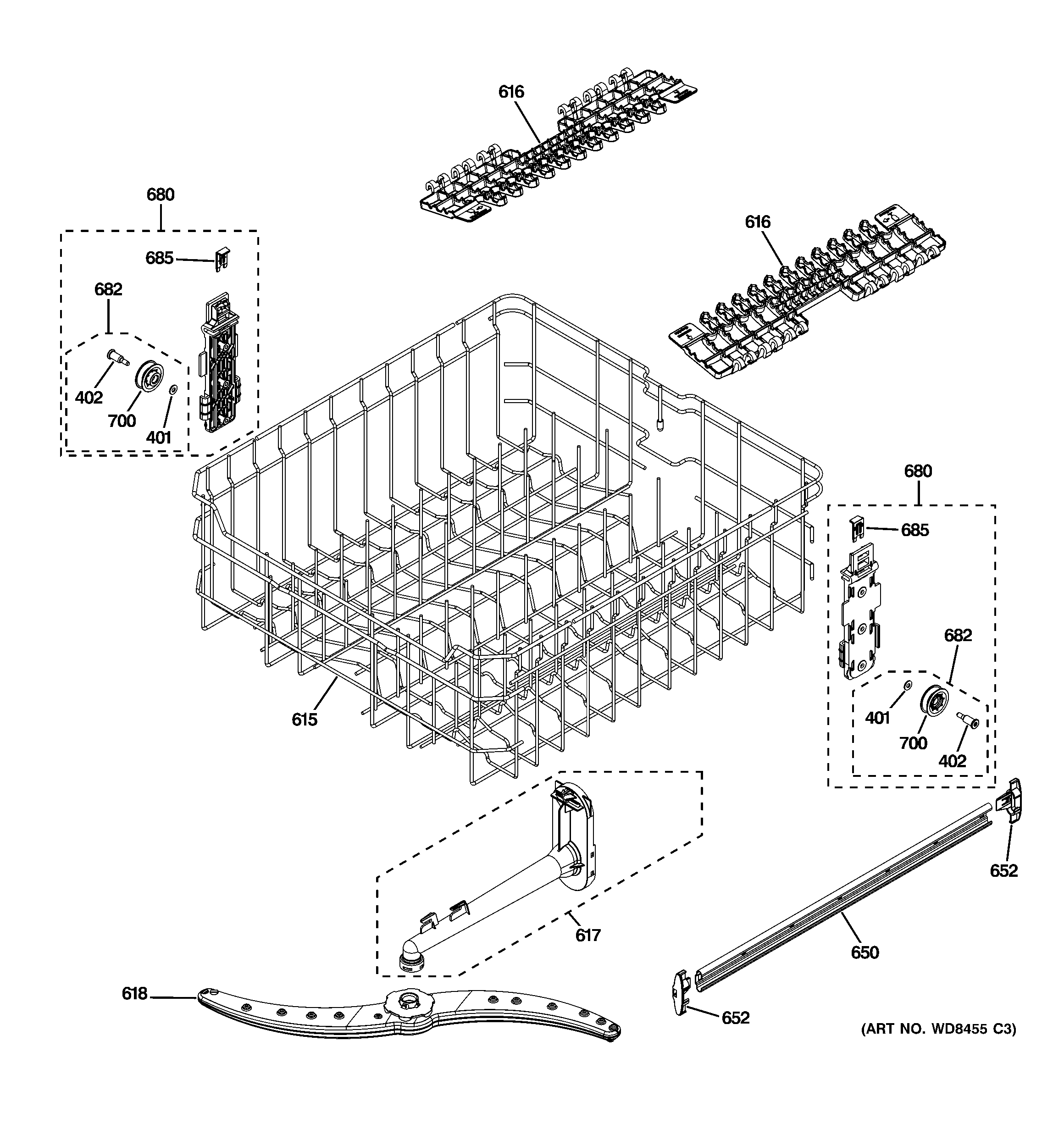 Upper rack assembly