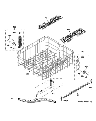 Upper rack assembly