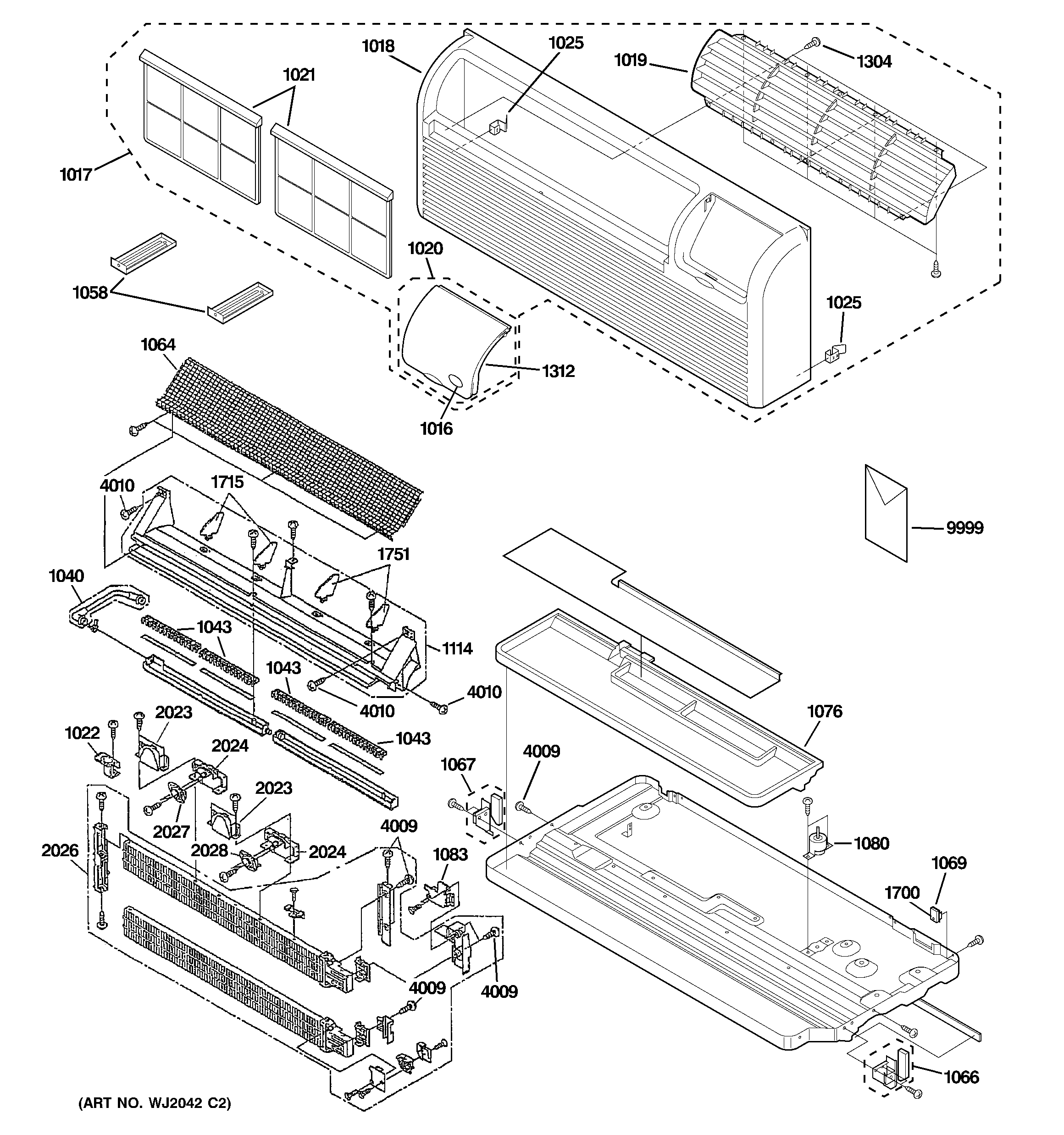 Grille, heater & base pan parts