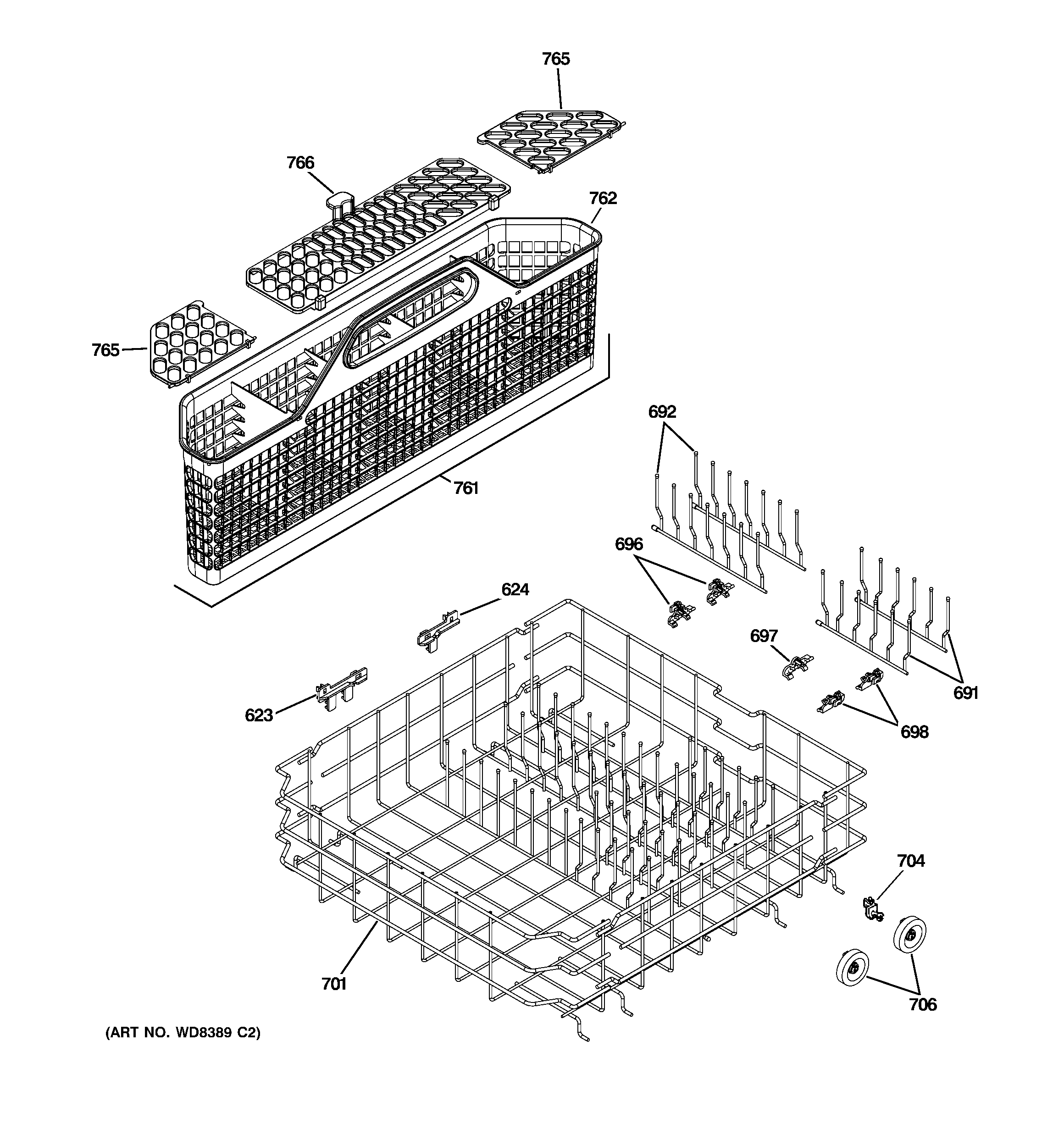 Lower rack assembly