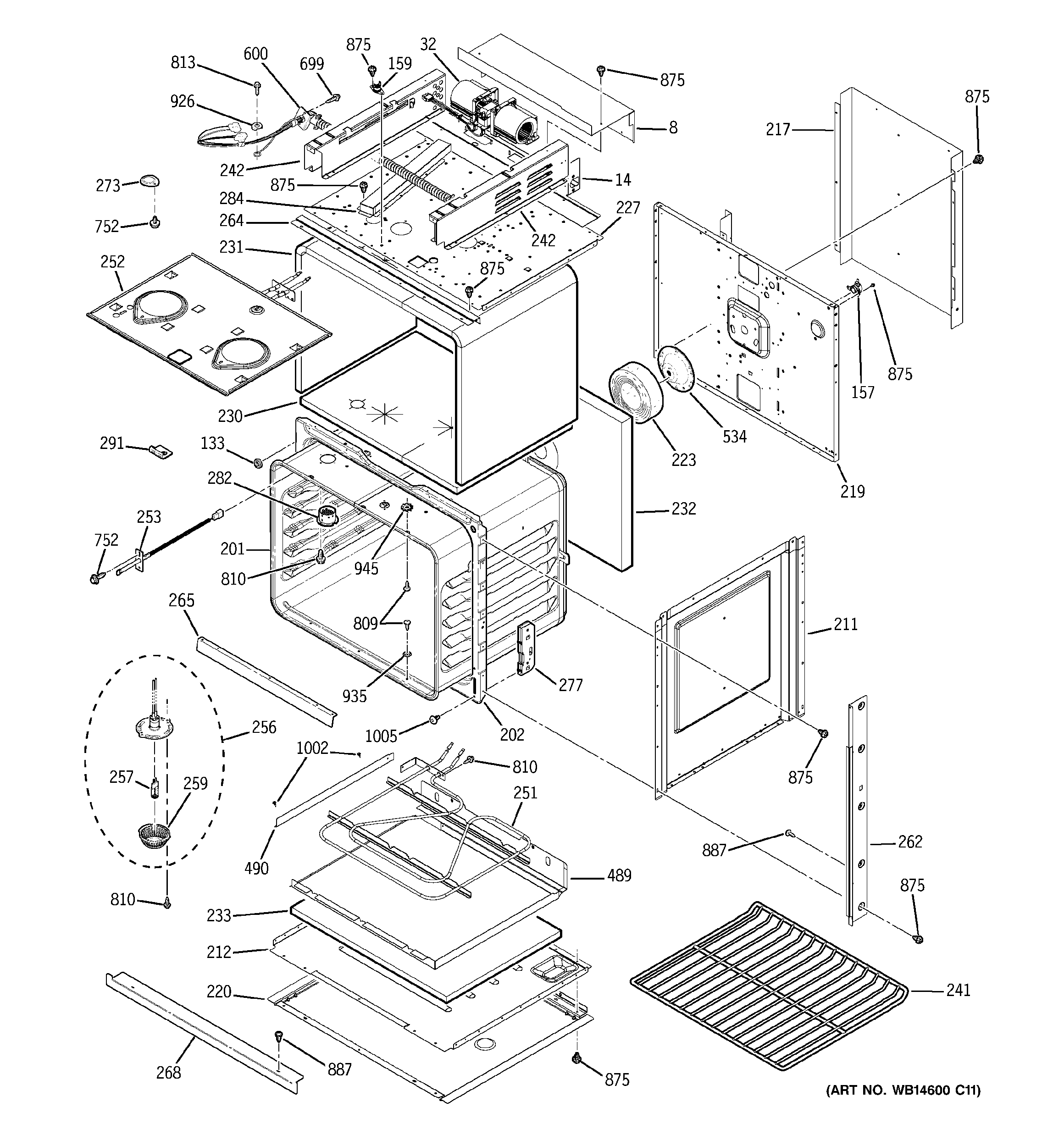 BODY WITH MICROWAVE SUPPORT