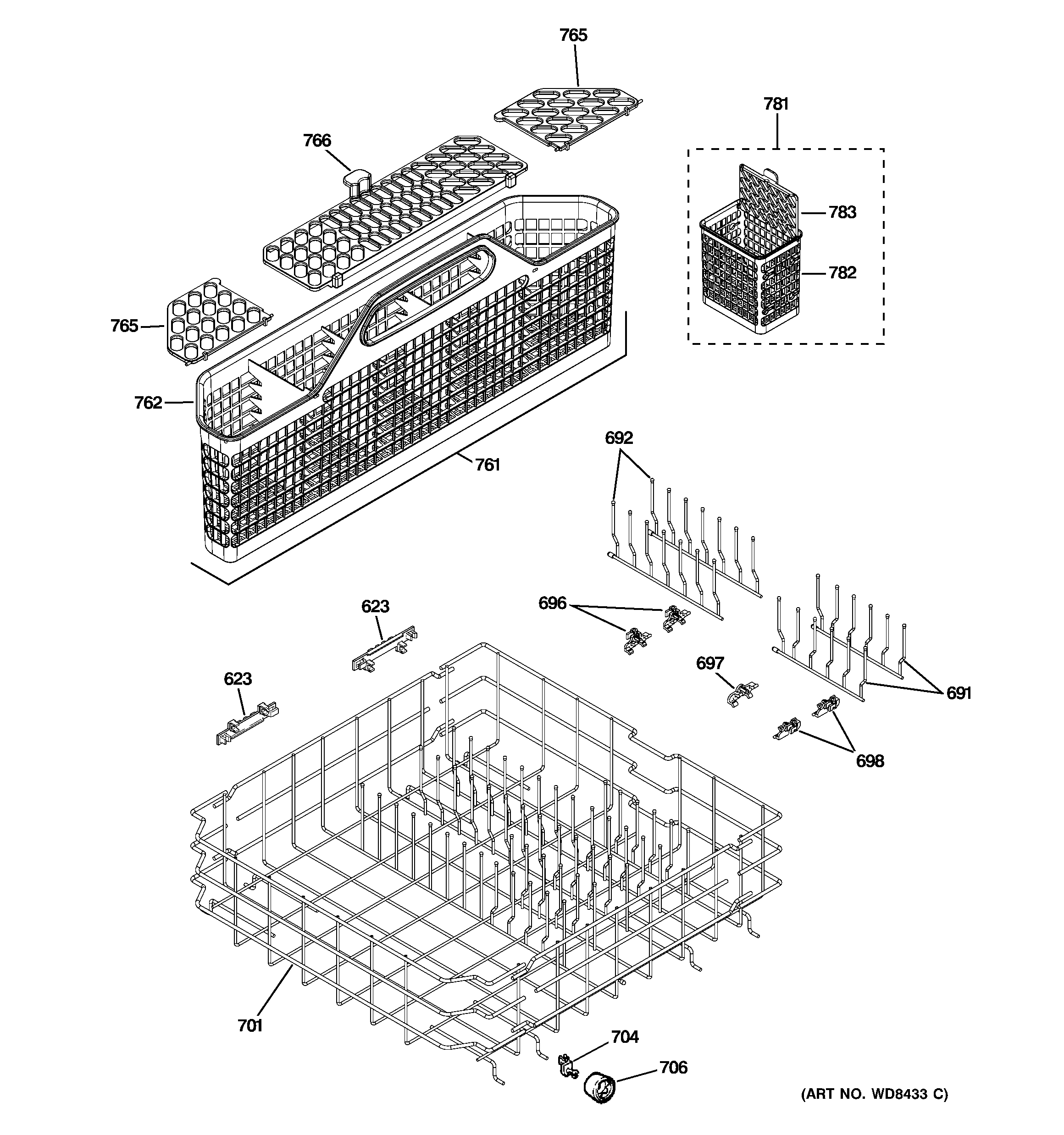 Lower rack assembly