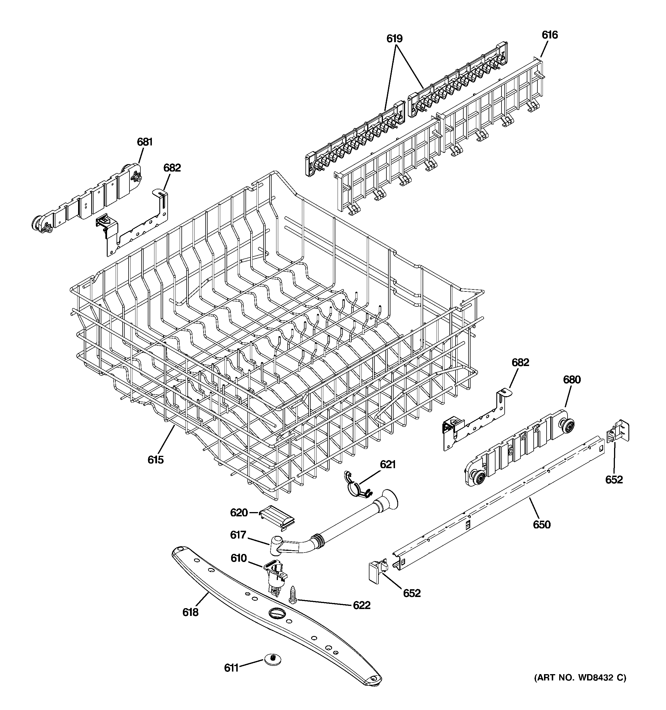 Upper rack assembly