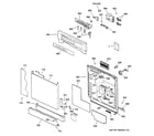 GE GSD5134D03WW escutcheon & door assembly diagram