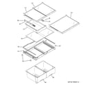 GE GNE22GSEAFSS fresh food shelves diagram