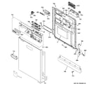 GE GHDT168V00SS escutcheon & door assembly diagram