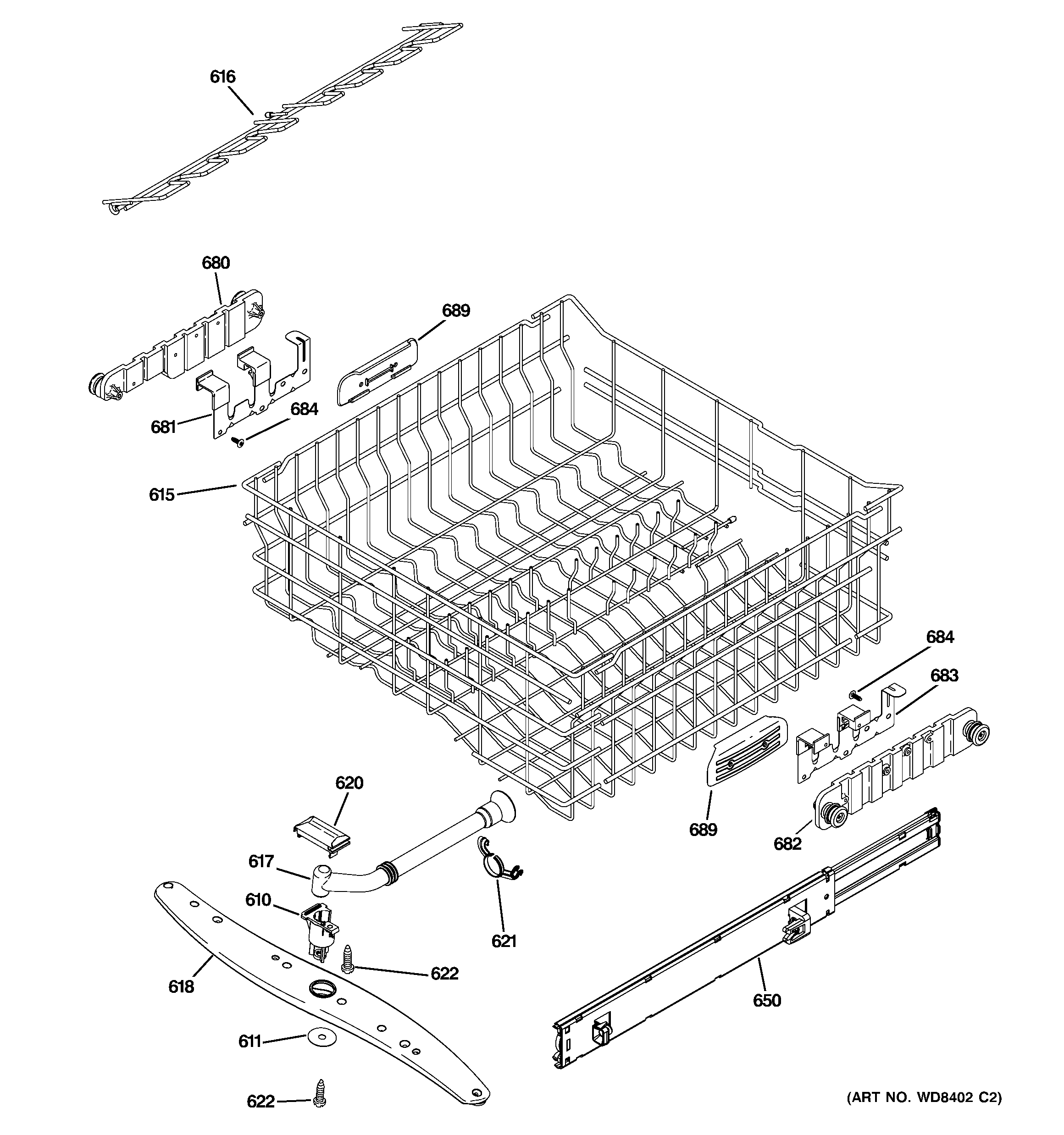 Upper rack assembly