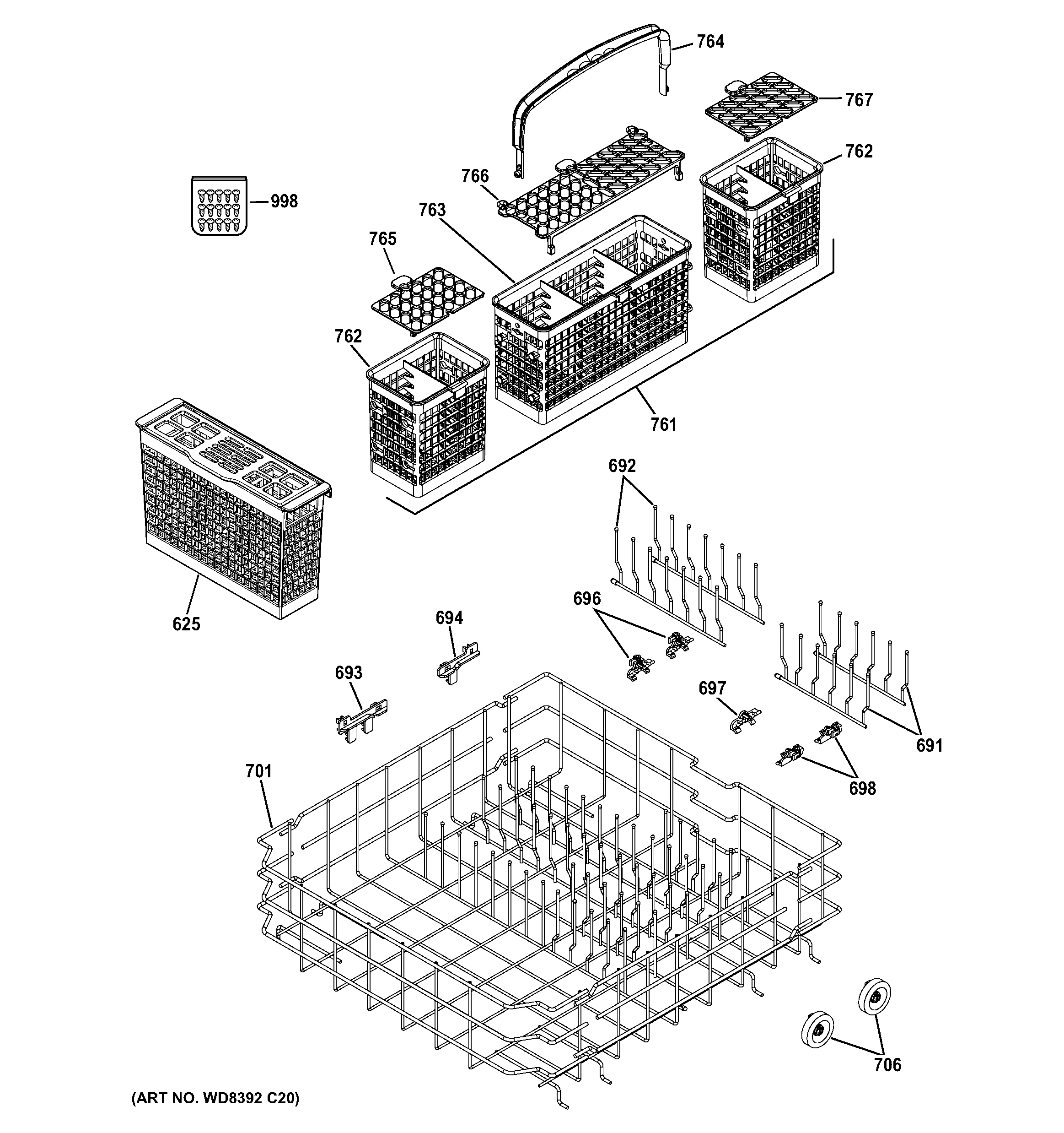 Lower rack assembly