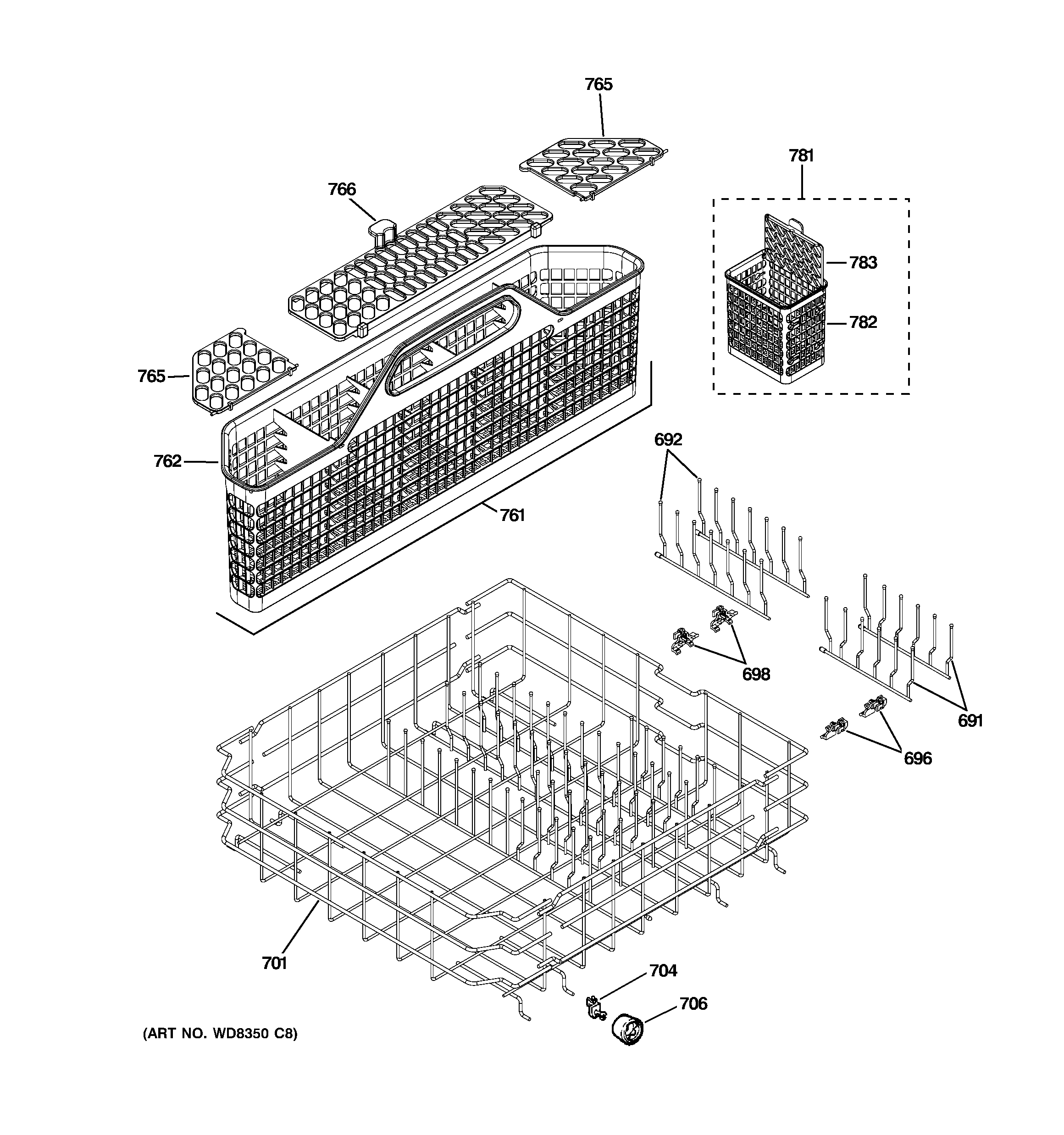 Lower rack assembly