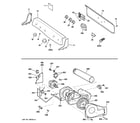 GE DPSR610GG9WT backsplash, blower & motor assembly diagram