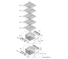 GE ZIS360NXA freezer shelves diagram