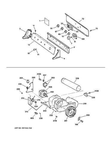 Backsplash, blower & drive assembly