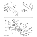 Hotpoint HTDX100ED2WW backsplash, blower & drive assembly diagram