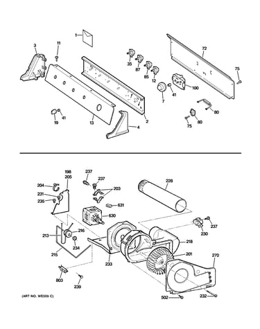 Backsplash, blower & drive assembly
