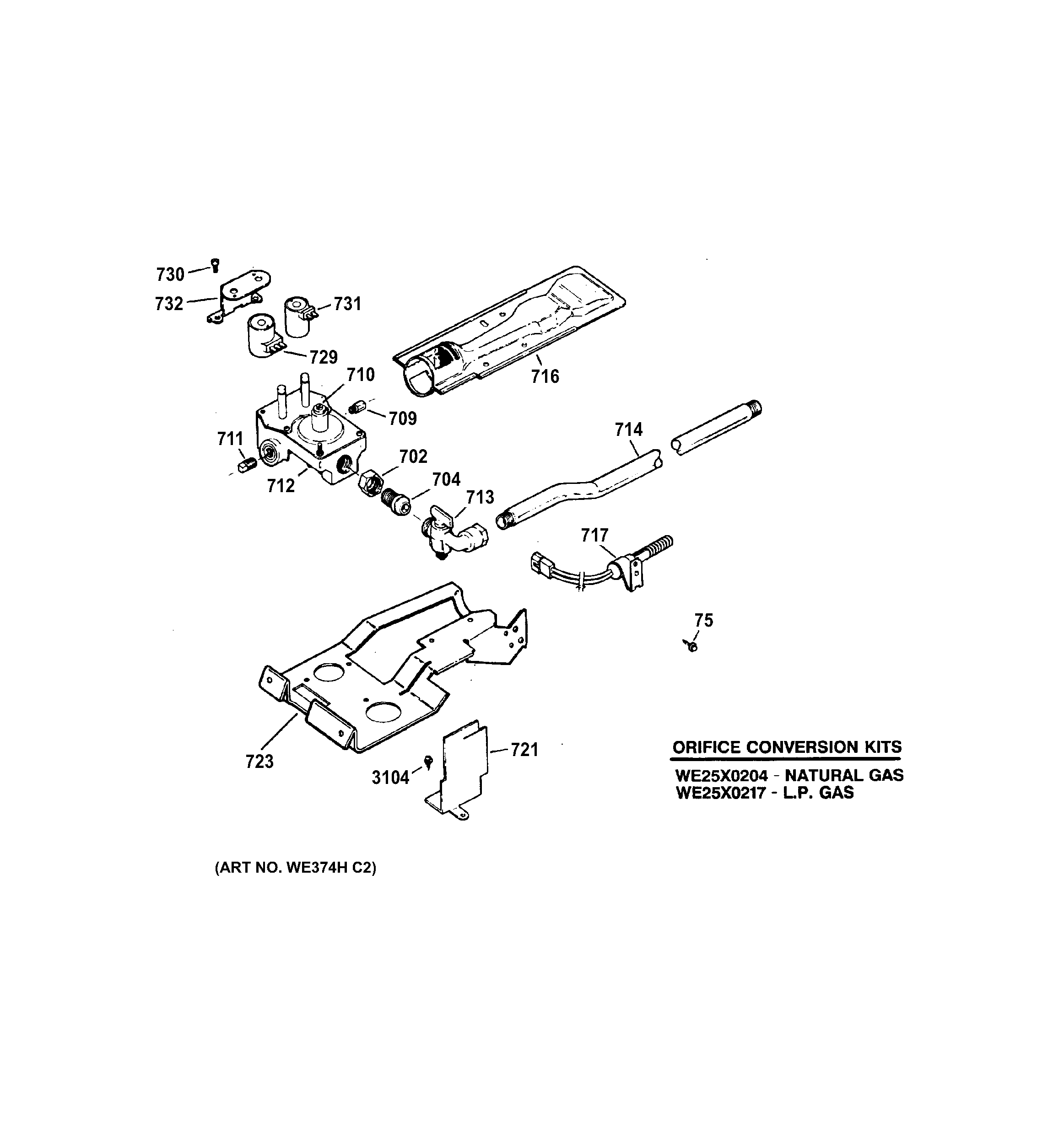 Gas valve & burner assembly