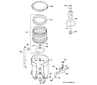 GE GTAN4250M0WS tub, basket & agitator diagram
