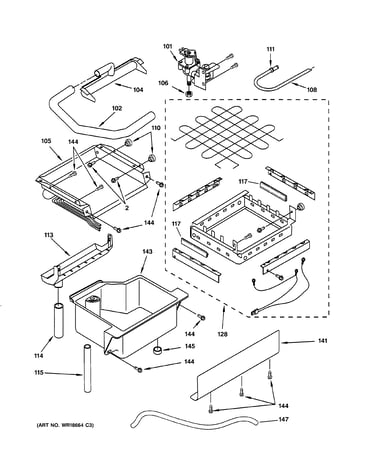 Evaporator, ice cutter grid & water