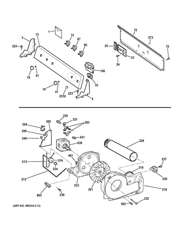 Backsplash, blower & drive assembly