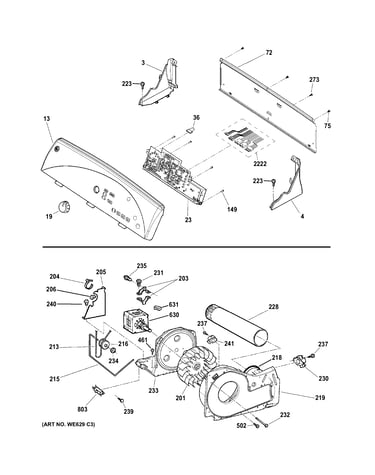 Backsplash, blower & drive assembly