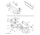 GE GTDX185ED0CC backsplash, blower & drive assembly diagram