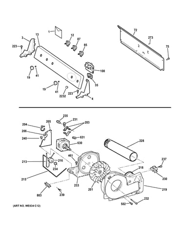 Backsplash, blower & drive assembly