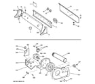 GE GIDP400JD4WW backsplash, blower & motor assembly diagram