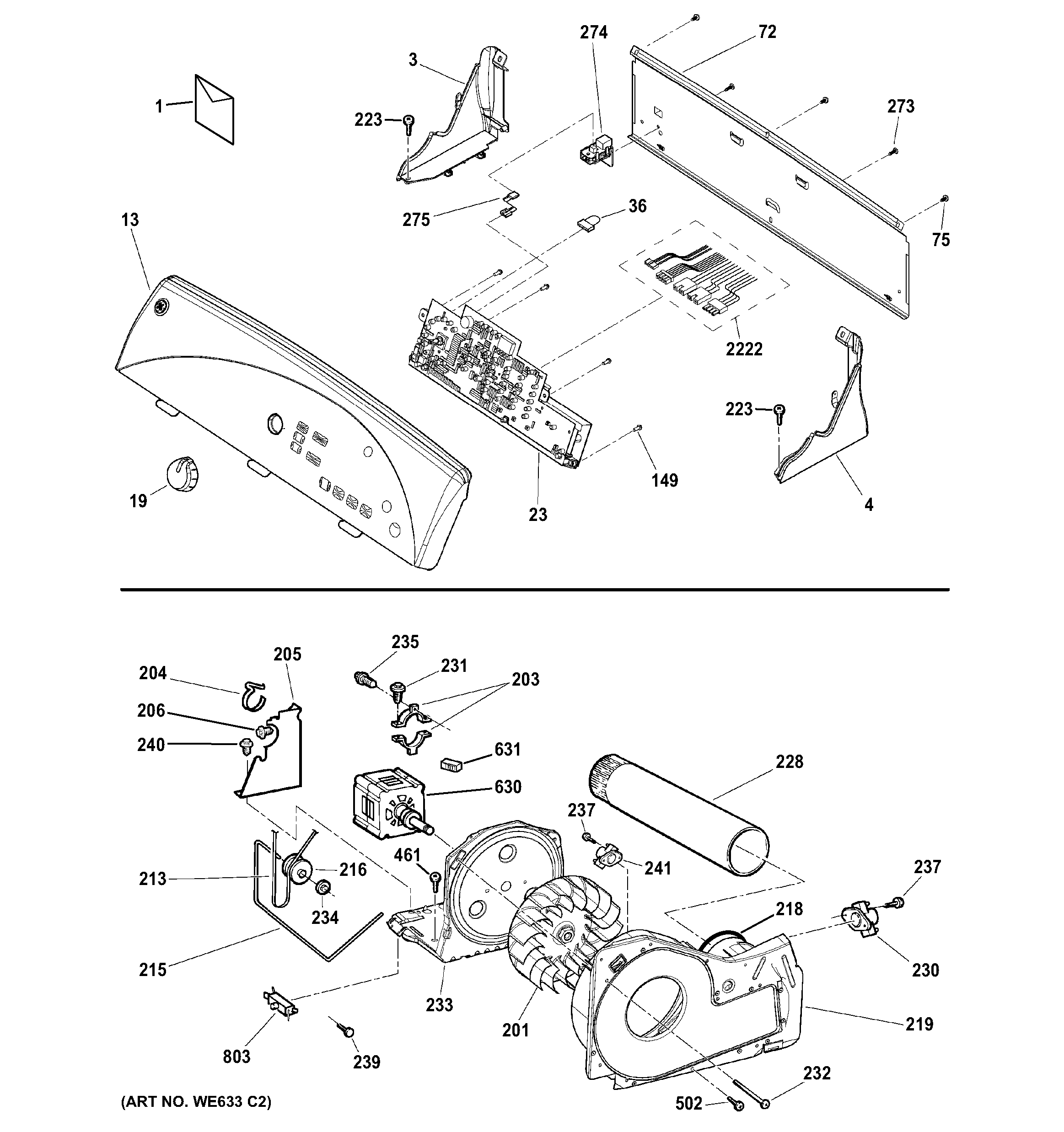 BACKSPLASH, BLOWER & DRIVE ASSEMBLY