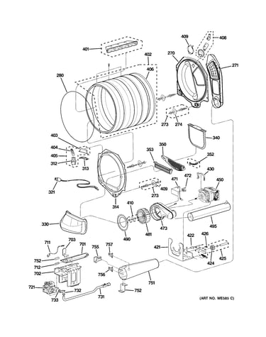 Drum, blower & motor assembly