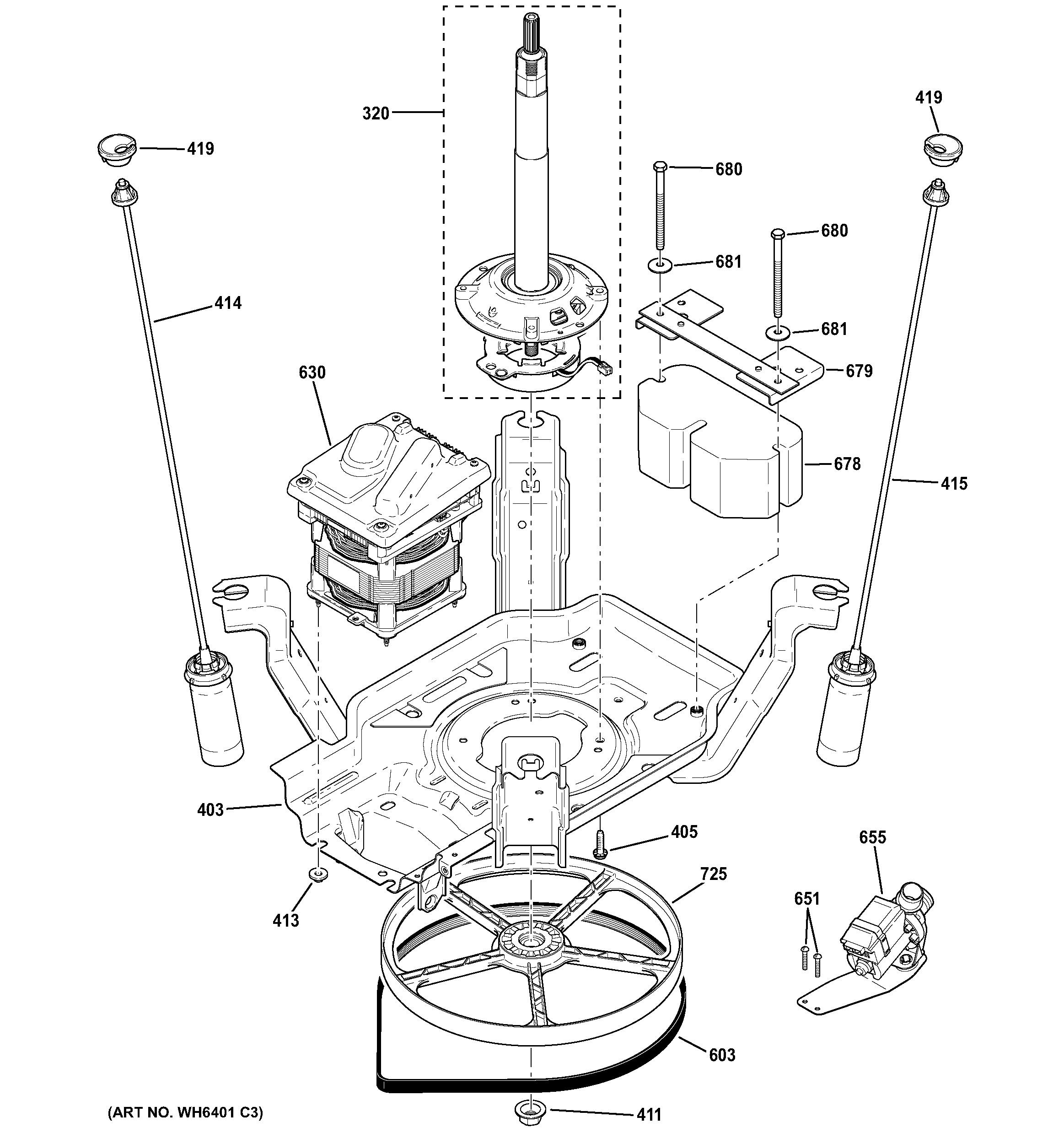 Suspension, pump & drive components