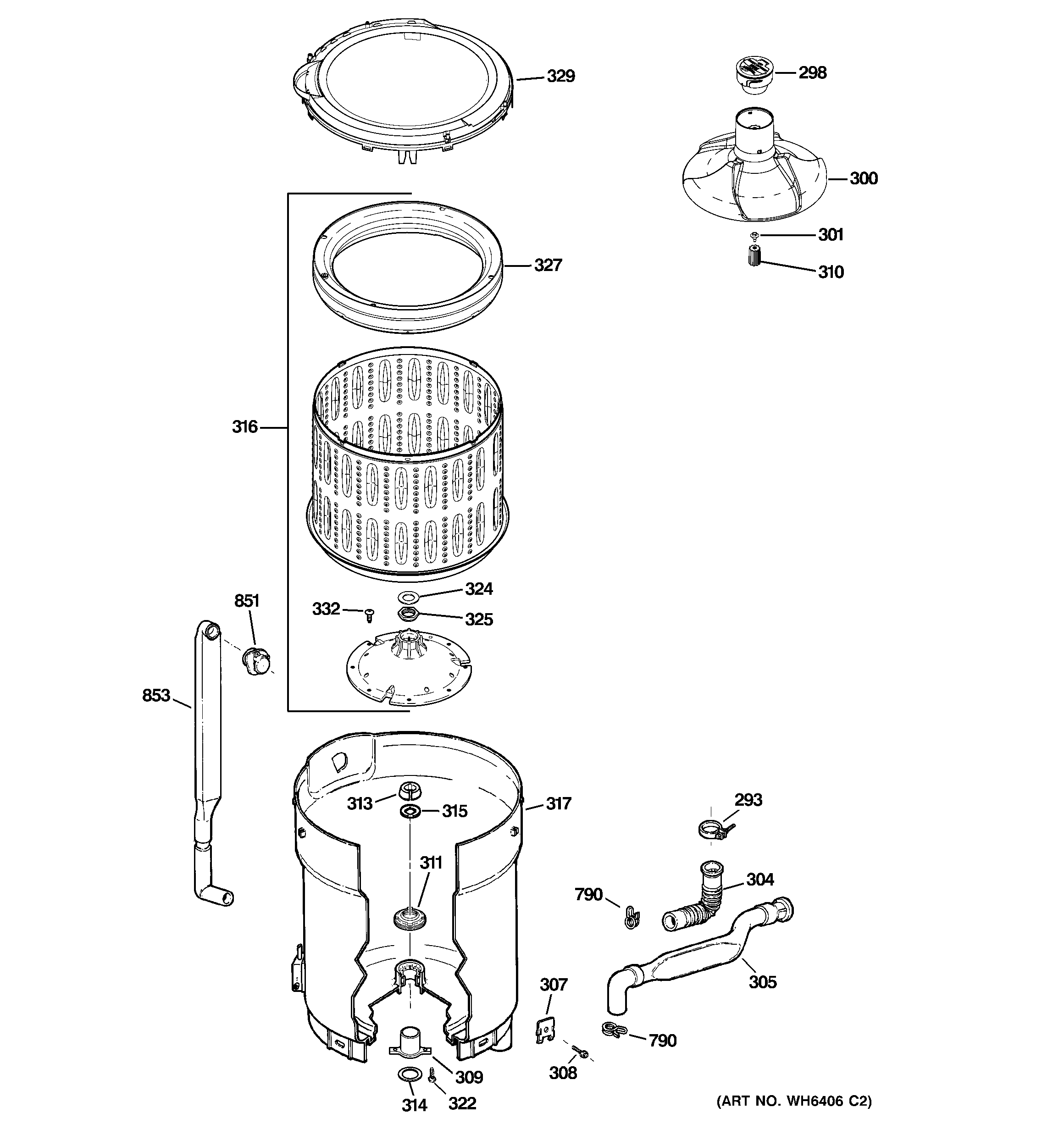 Tub, basket & agitator