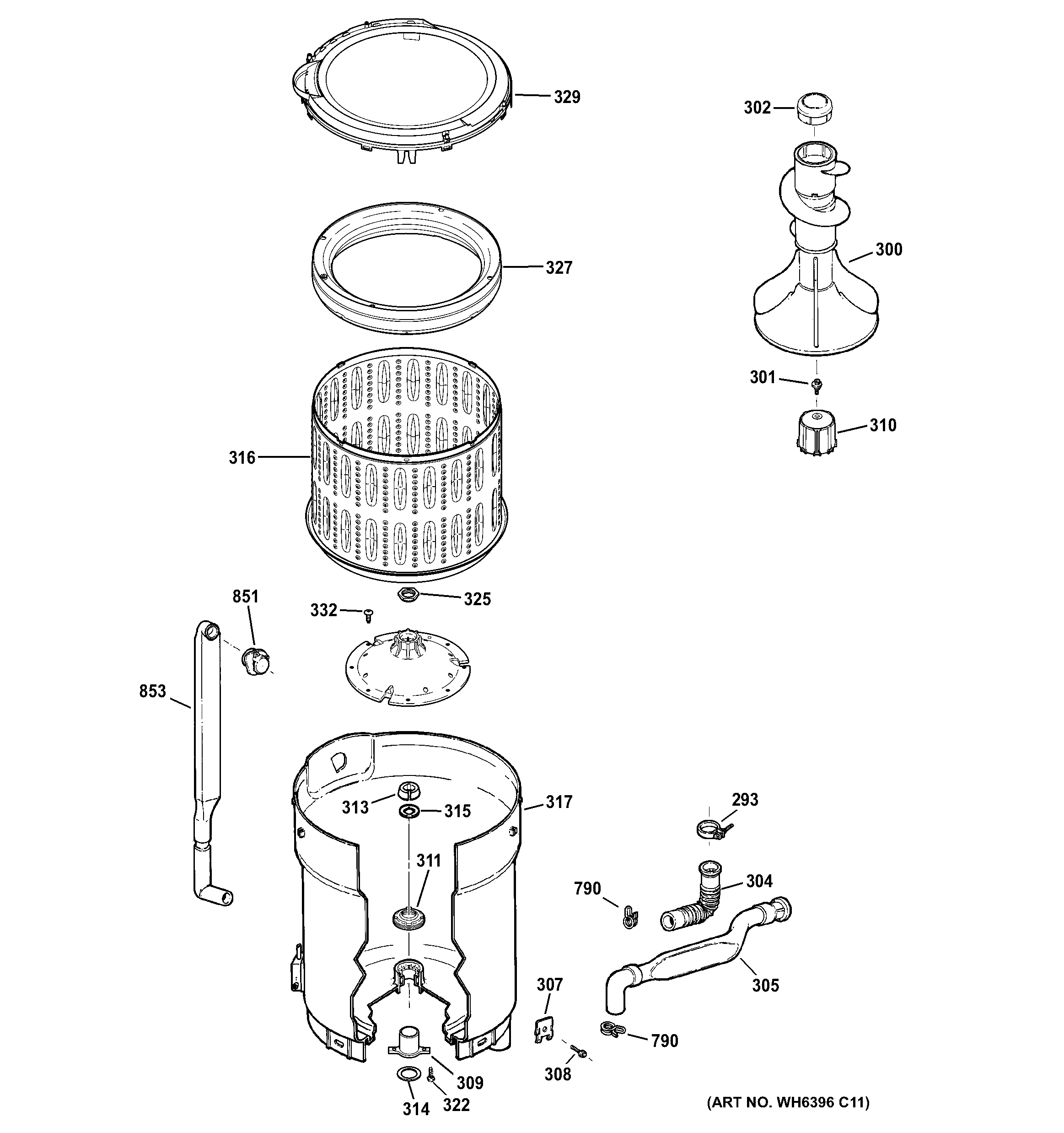 Tub, basket & agitator