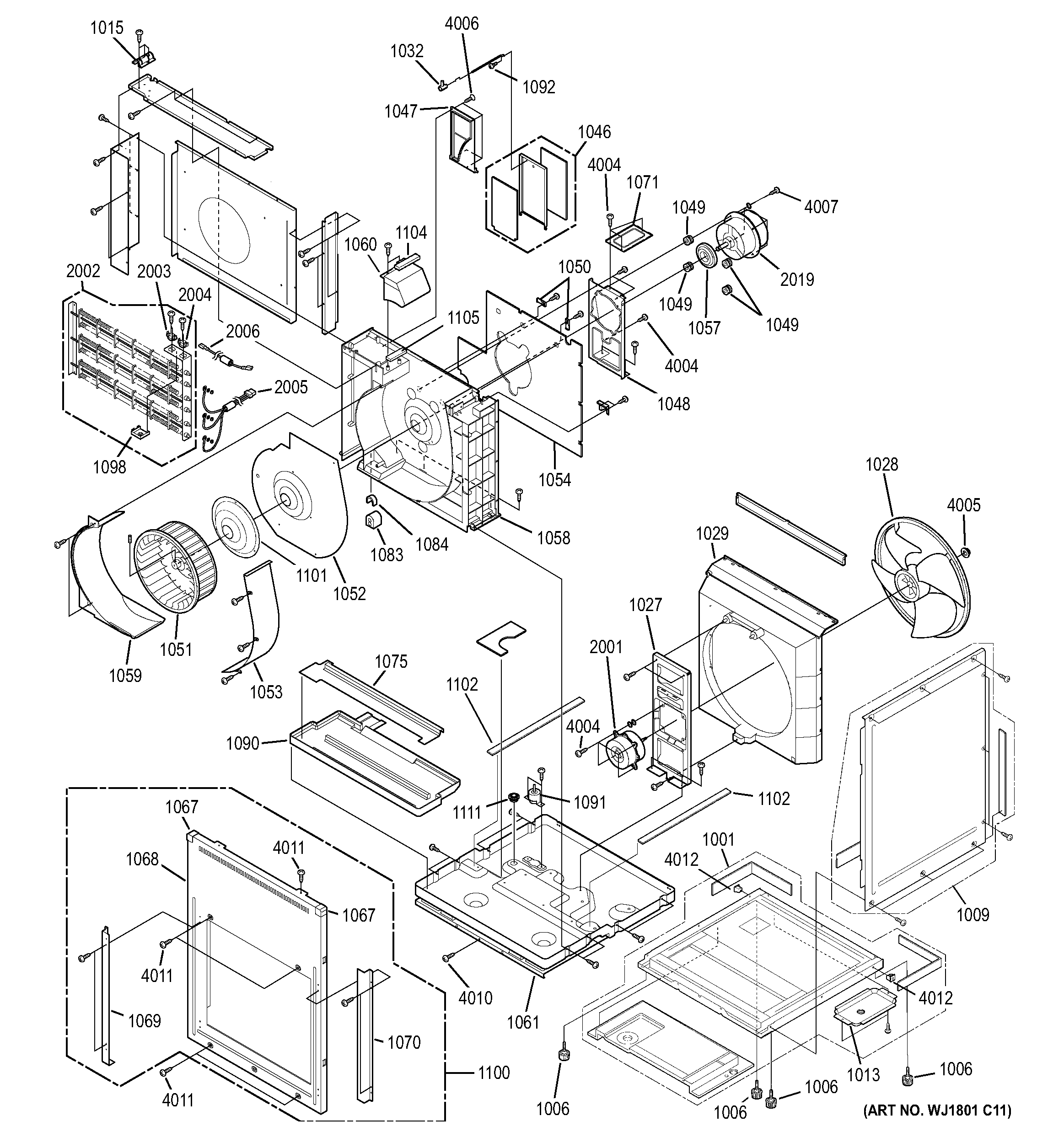 Motor, heater & base pan parts