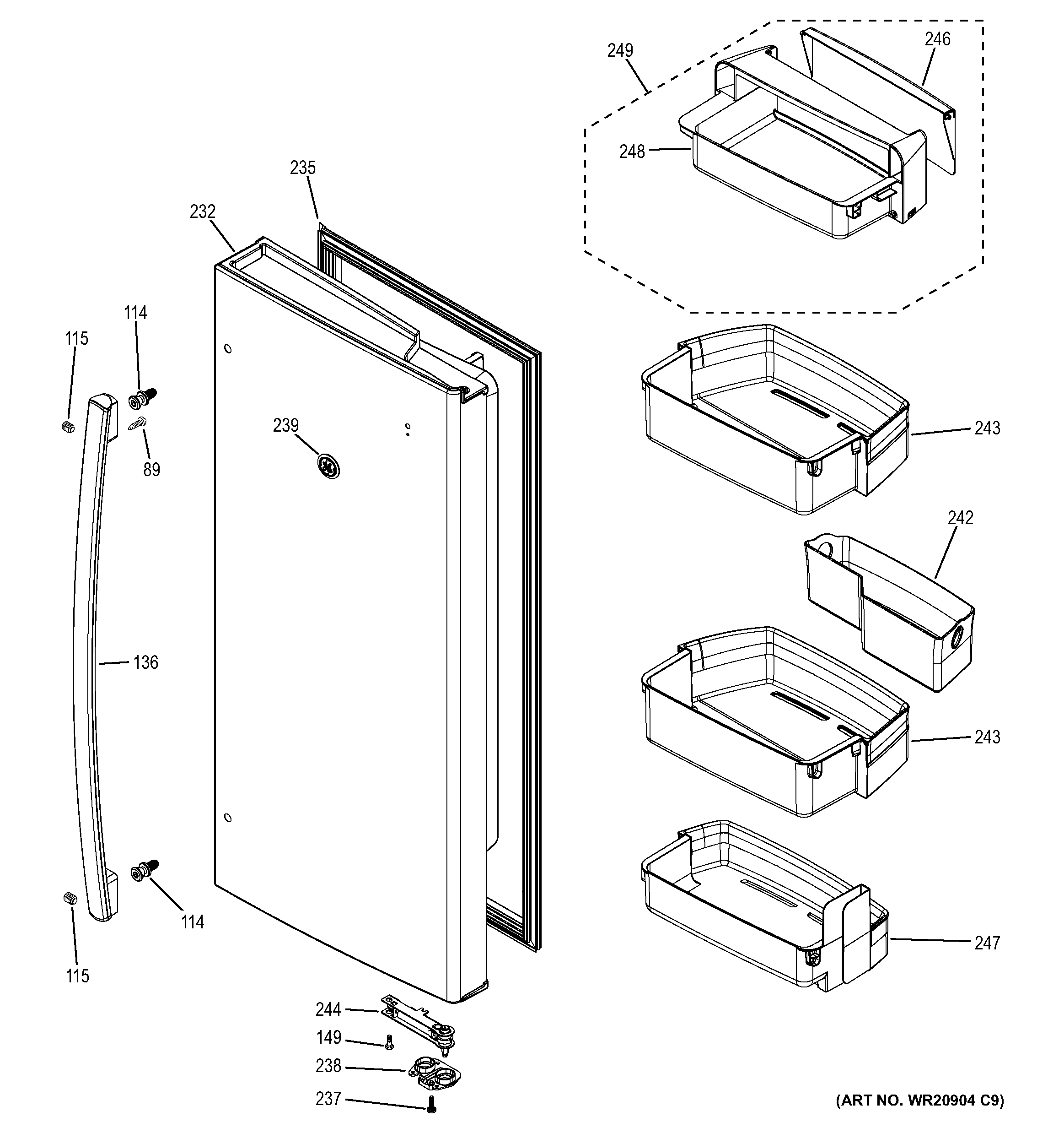 Fresh food door - rh