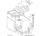 GE GTWP2250D1WW cabinet, cover & front panel diagram