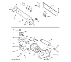 GE GTV21ESSJ0WW backsplash, blower & motor assembly diagram