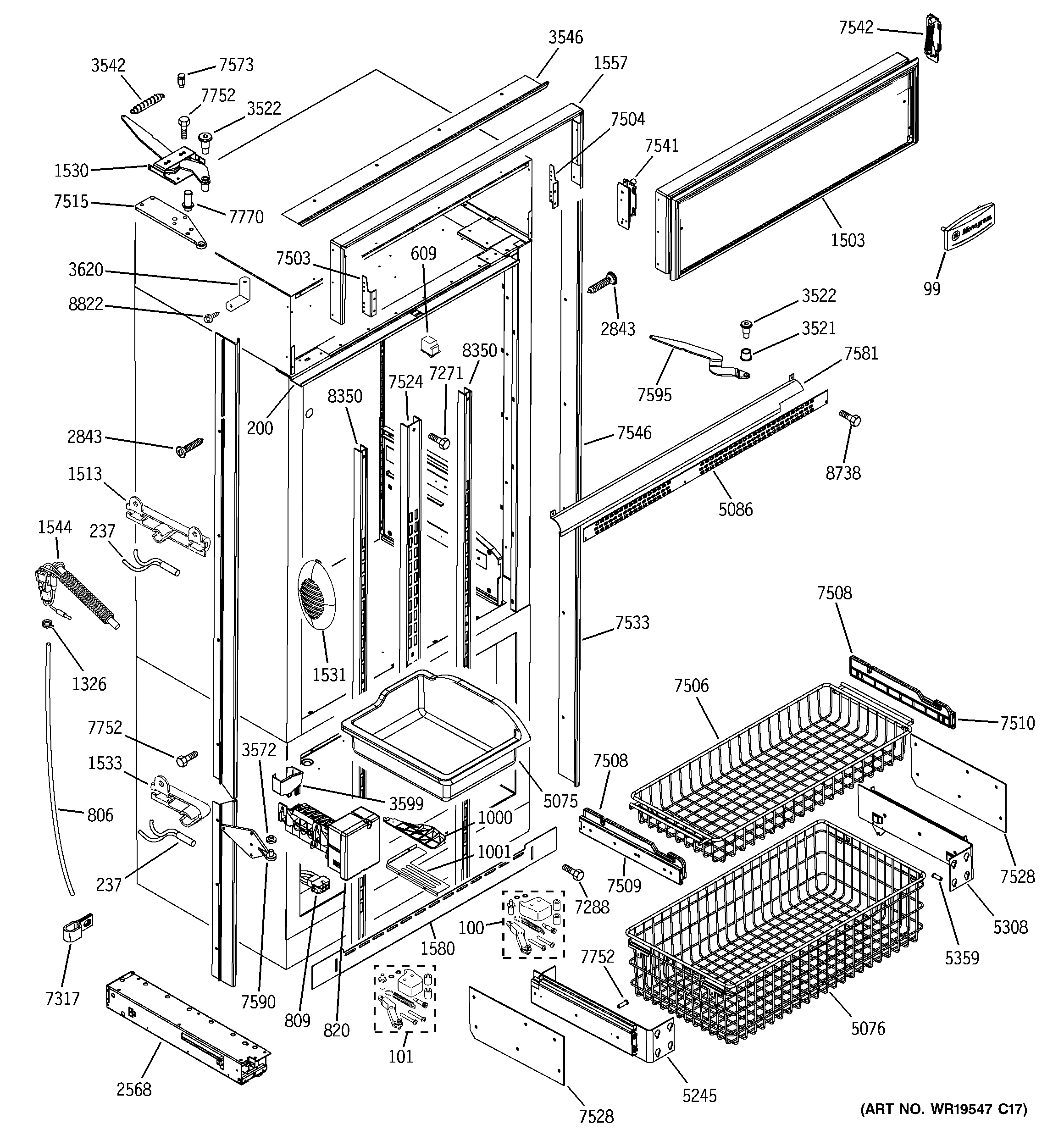 Freezer section, trim & components