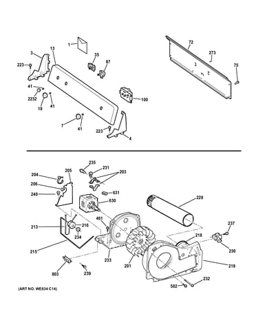 Backsplash, blower & drive assembly