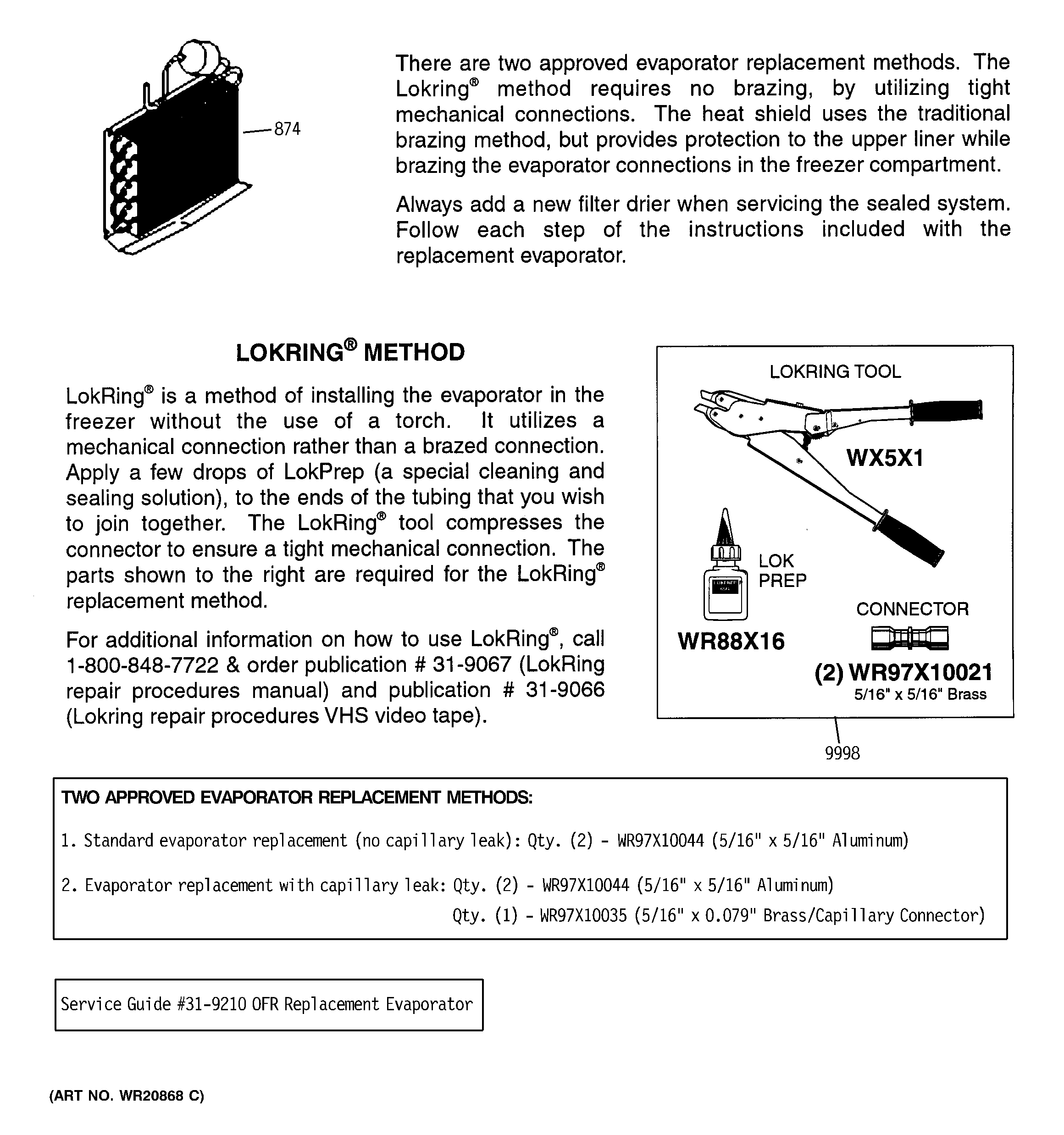 EVAPORATOR INSTRUCTIONS