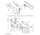 GE GTDP490GD5WS backsplash, blower & motor assembly diagram