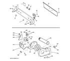 GE GTDP200EF3WS backsplash, blower & motor assembly diagram