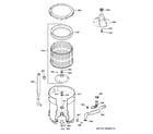 GE GCWN4950D0WS tub, basket & agitator diagram
