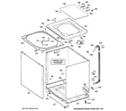 GE GTWN4950F0WW cabinet, cover & front panel diagram