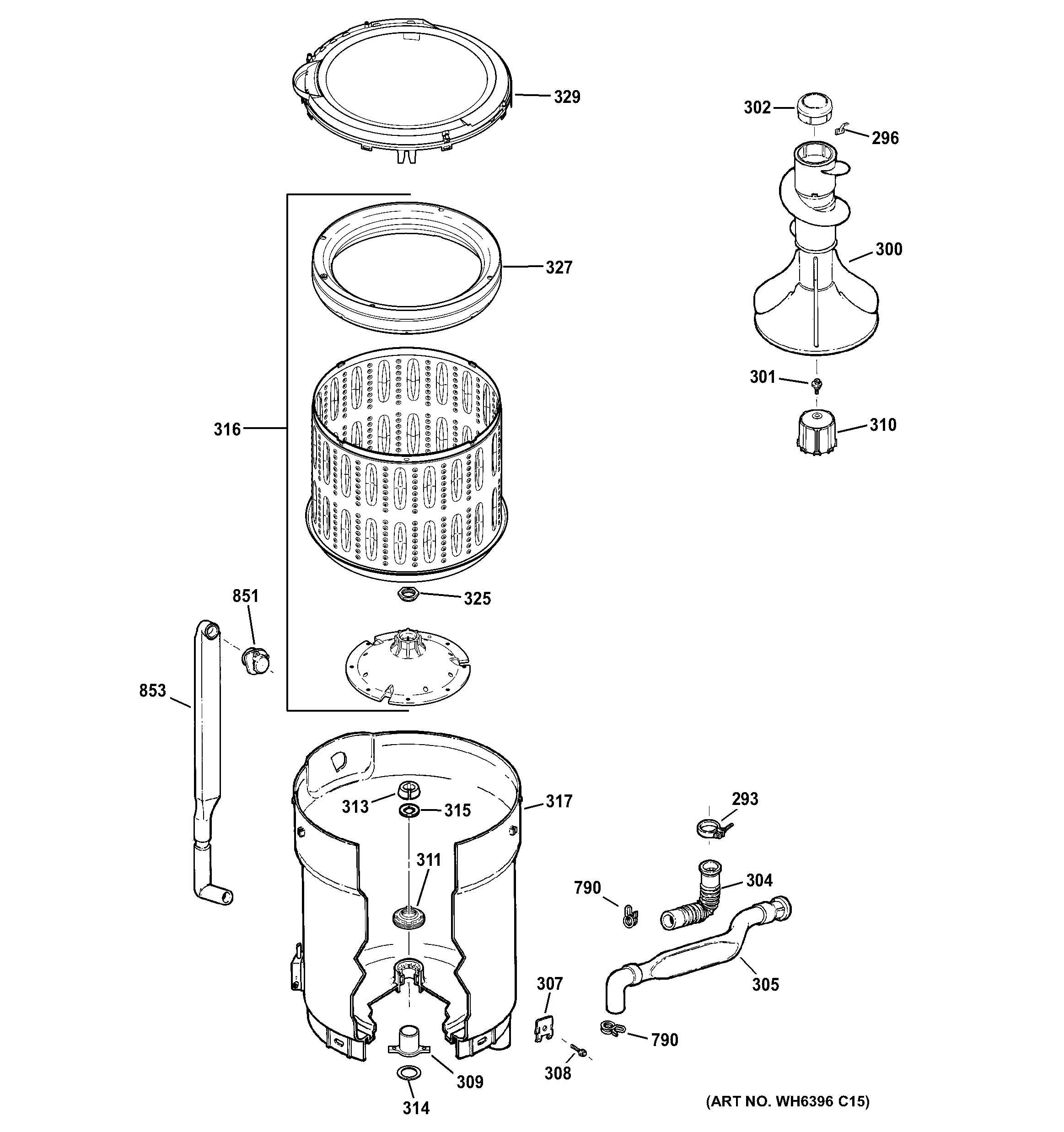 Tub, basket & agitator