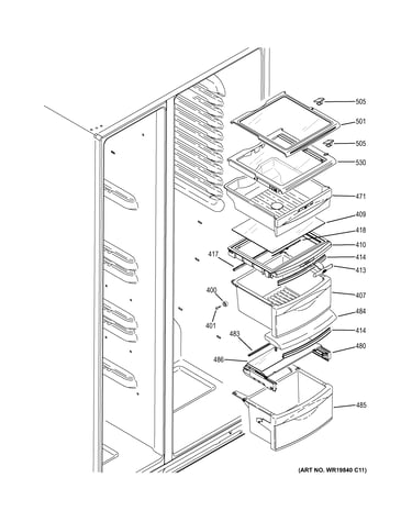 Fresh food shelves
