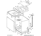 GE GTAN4250D2WW cabinet, cover & front panel diagram